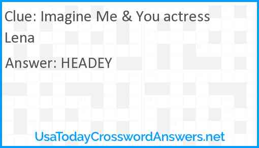 Imagine Me & You actress Lena Answer