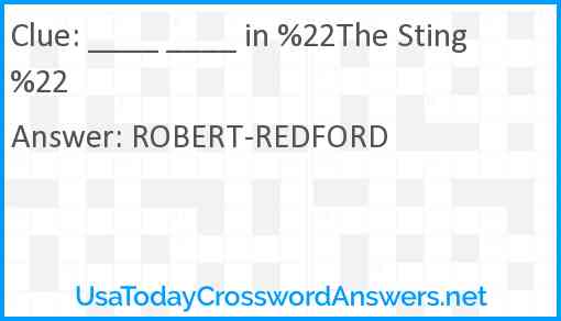 ____ ____ in %22The Sting%22 Answer
