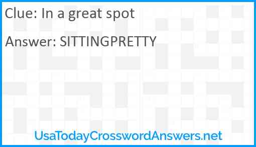 In a great spot Answer