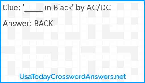'____ in Black' by AC/DC Answer