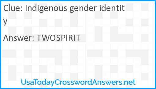 Indigenous gender identity Answer