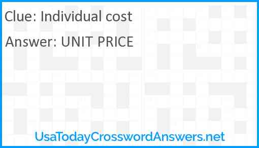 Individual cost Answer