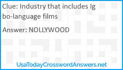 Industry that includes Igbo-language films Answer