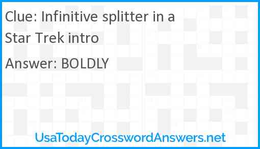 Infinitive splitter in a Star Trek intro Answer