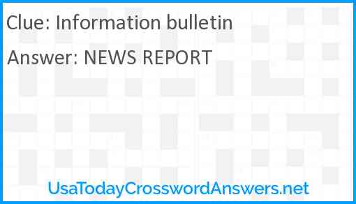 Information bulletin Answer