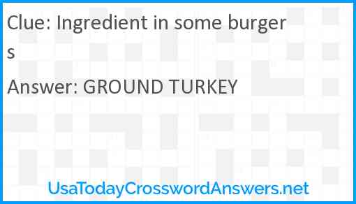 Ingredient in some burgers Answer