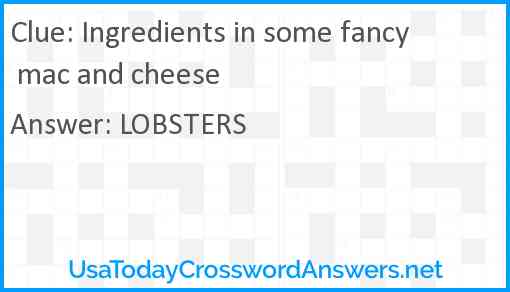 Ingredients in some fancy mac and cheese Answer