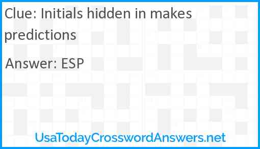 Initials hidden in makes predictions Answer
