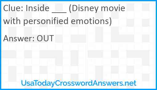 Inside ___ (Disney movie with personified emotions) Answer