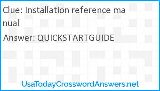 Installation reference manual Answer
