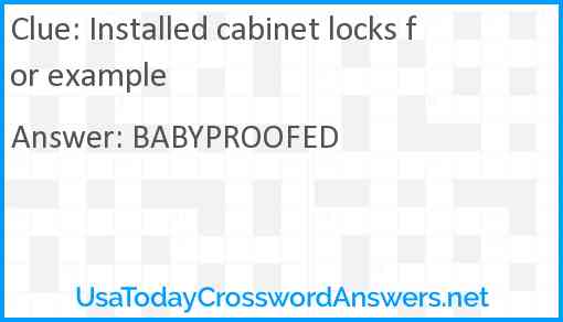 Installed cabinet locks for example Answer
