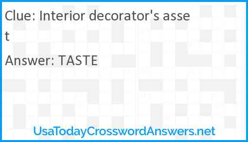 Interior decorator's asset Answer