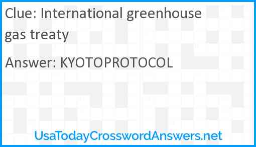 International greenhouse gas treaty Answer
