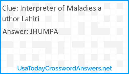 Interpreter of Maladies author Lahiri Answer