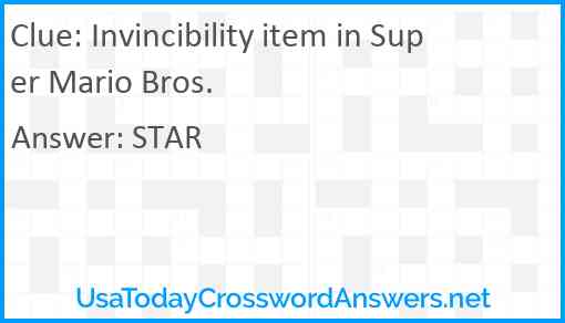 Invincibility item in Super Mario Bros. Answer