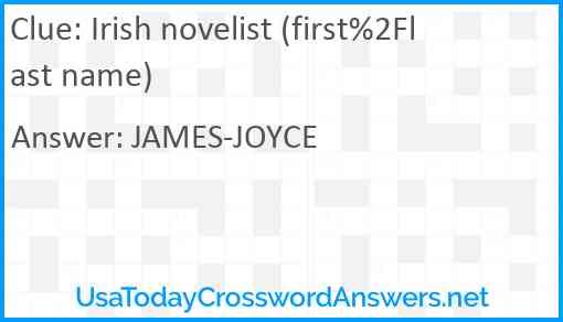 Irish novelist (first%2Flast name) Answer