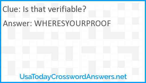 Is that verifiable? Answer