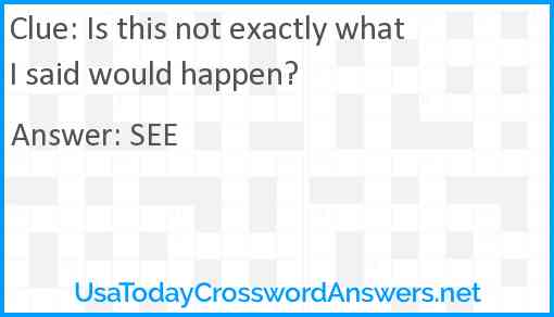 Is this not exactly what I said would happen? Answer