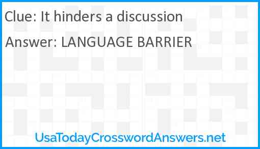 It hinders a discussion Answer