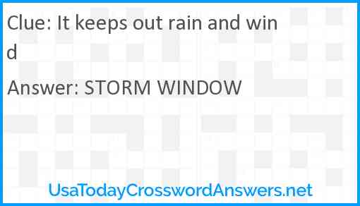 It keeps out rain and wind Answer