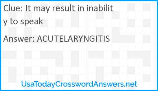 It may result in inability to speak Answer