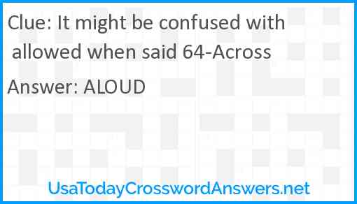 It might be confused with allowed when said 64-Across Answer