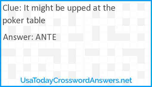 It might be upped at the poker table Answer