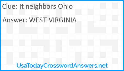 It neighbors Ohio Answer