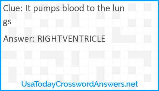 It pumps blood to the lungs Answer