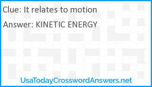 It relates to motion Answer