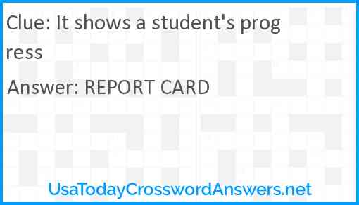 It shows a student's progress Answer