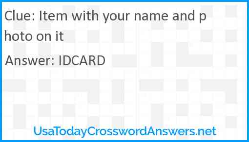 Item with your name and photo on it Answer