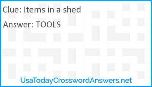 Items in a shed Answer