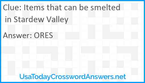 Items that can be smelted in Stardew Valley Answer