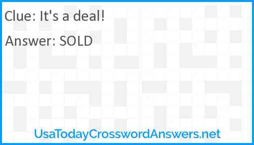 It's a deal! Answer