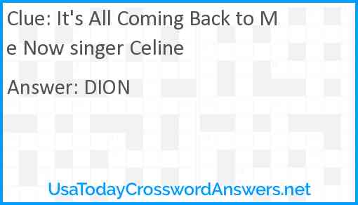 It's All Coming Back to Me Now singer Celine Answer