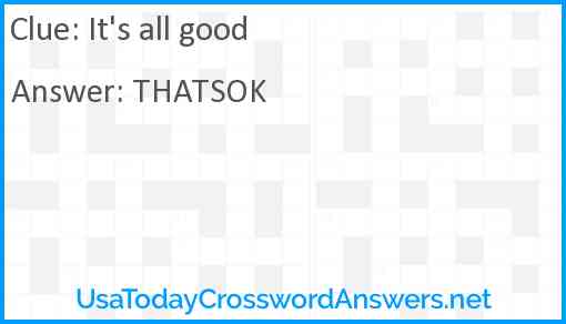 It's all good! Answer