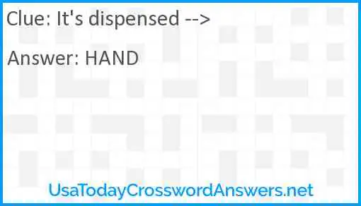 It's dispensed --> Answer