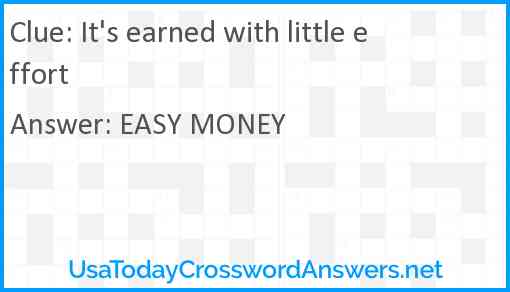 It's earned with little effort Answer