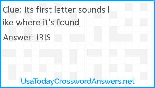 Its first letter sounds like where it's found Answer