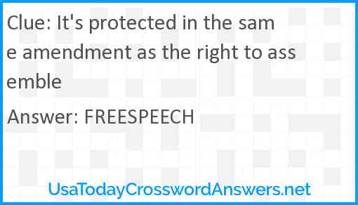 It's protected in the same amendment as the right to assemble Answer