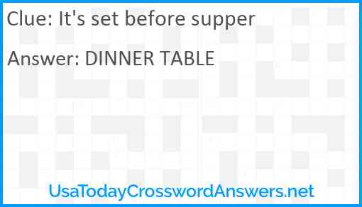 It's set before supper Answer