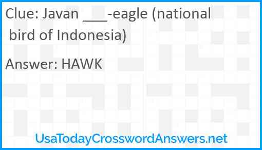 Javan ___-eagle (national bird of Indonesia) Answer