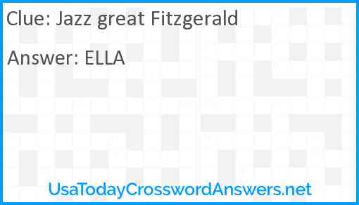 Jazz great Fitzgerald Answer