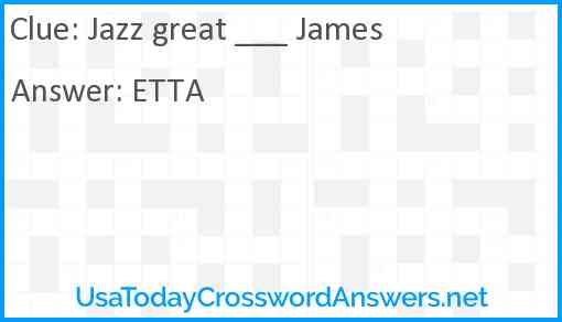 Jazz great James Answer