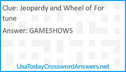 Jeopardy and Wheel of Fortune Answer