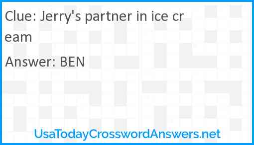 Jerry's partner in ice cream Answer