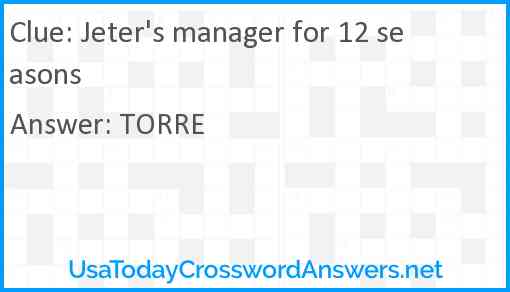 Jeter's manager for 12 seasons Answer