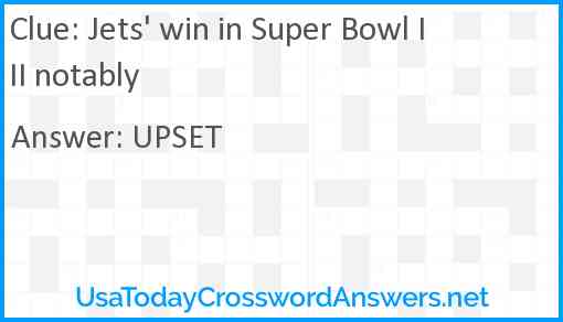 Jets' win in Super Bowl III notably Answer