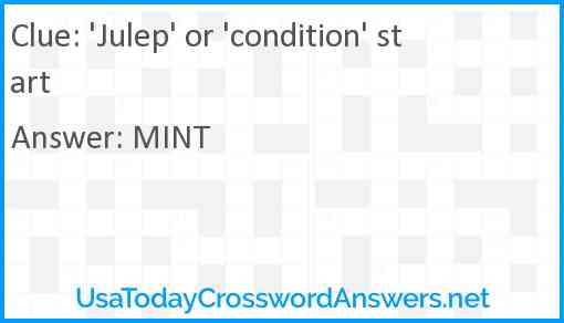 'Julep' or 'condition' start Answer